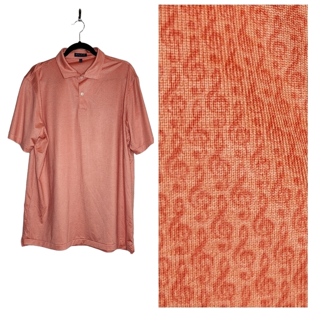 Peter Millar Treble Clef Music Peachy Pink Polo Shirt Men's Size XL‎